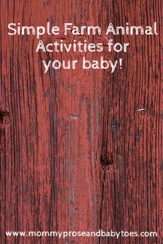 This may contain: an old wooden door with the words simple farm animal activities for your baby