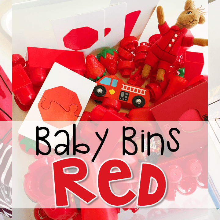 Tons of red themed activities and ideas. Weekly plans include a book and 5 activities to try out (a mixture of sensory bins, crafts, fine motor and gross motor activities)! These Baby Bin plans are perfect for learning with little ones between 12-24 months old.