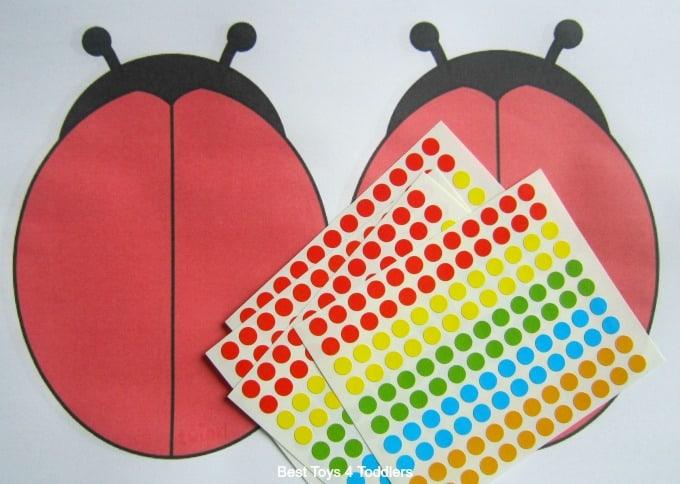 Fine motor ladybird stickers