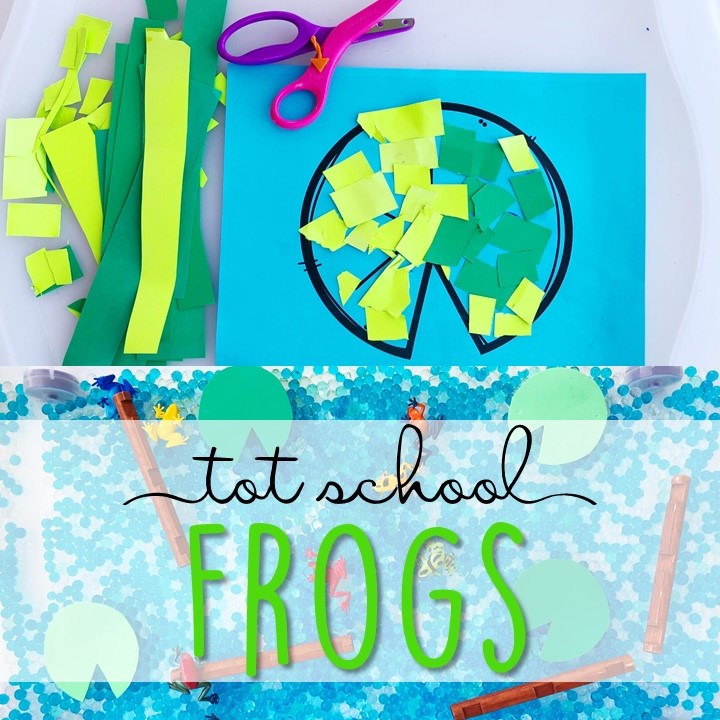 Tons of frog themed activities and ideas. Weekly plan includes books, literacy, math, science, art, sensory bins, and more! Perfect for tot school, preschool, or kindergarten.