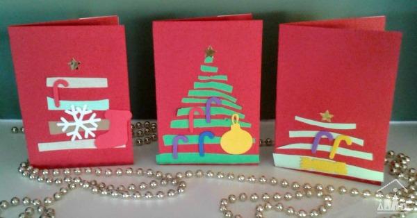 DIY Christmas Tree Cards for Kids 