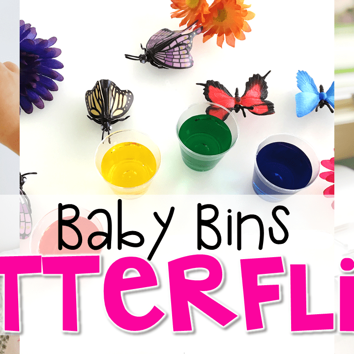 These butterfly themed sensory bins and activities are great for learning and play and are completely baby safe. Baby Bins are the perfect way to learn, build language, play and explore with little ones between 12-24 months old.