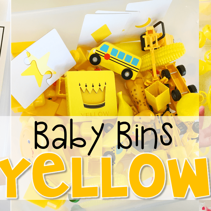 Tons of yellow themed activities and ideas. Weekly plans include a book and 5 activities to try out (a mixture of sensory bins, crafts, fine motor and gross motor activities)! These Baby Bin plans are perfect for learning with little ones between 12-24 months old.