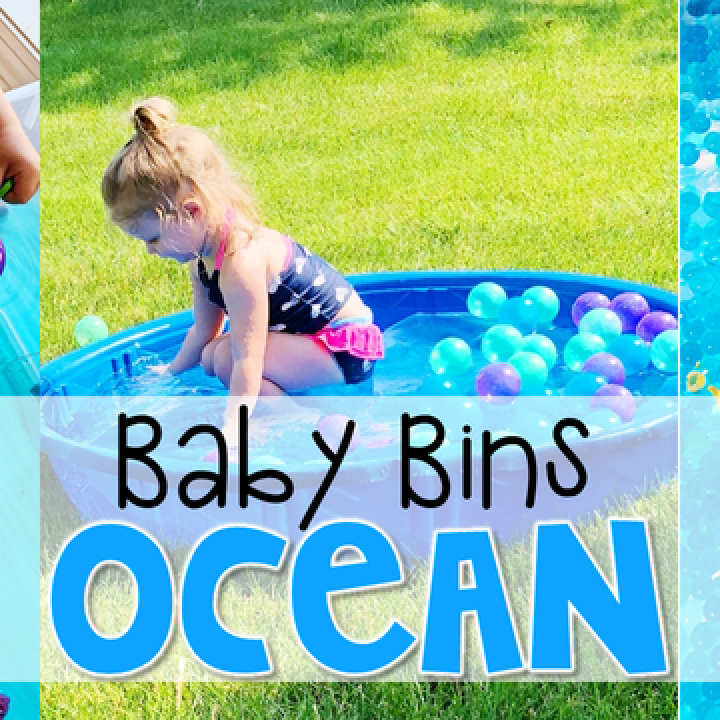 These ocean themed sensory bins and activities are great for learning and play and are completely baby safe. Baby Bins are the perfect way to learn, build language, play and explore with little ones between 12-24 months old.