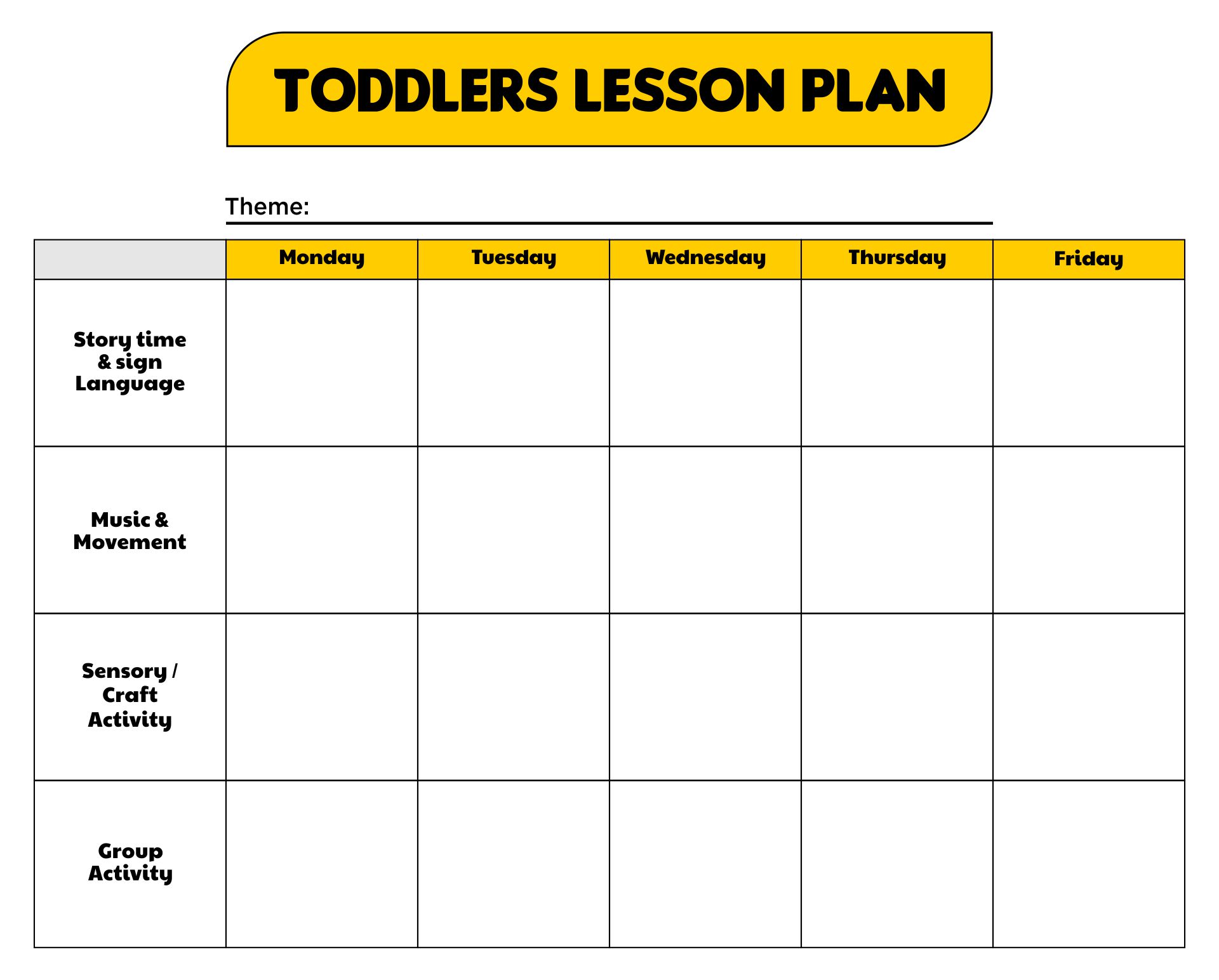 Printable Lesson Plans For Toddlers