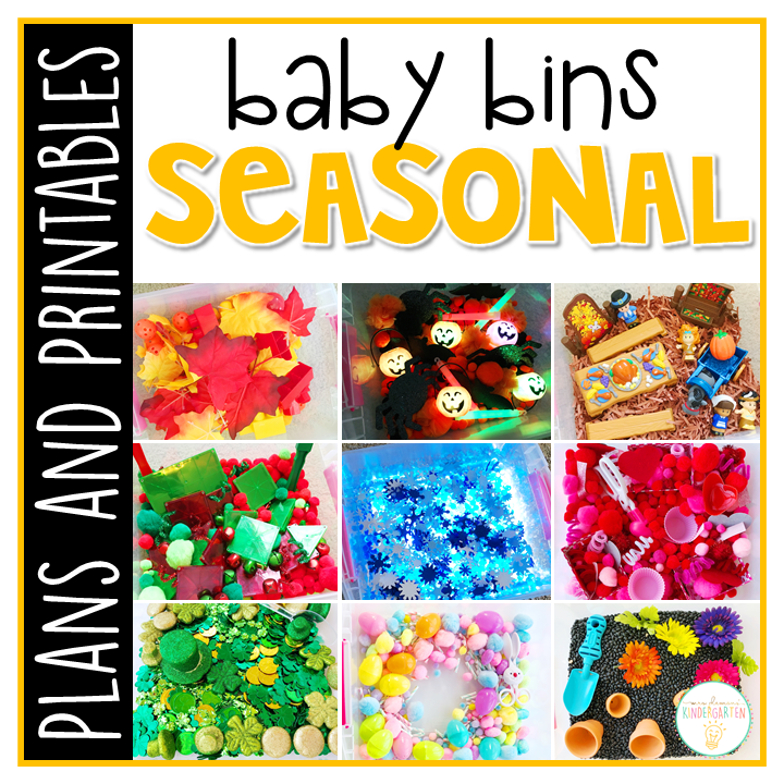 Tons of seasonal themed activities and ideas. Weekly plans include a book and 5 activities to try out (a mixture of sensory bins, crafts, fine motor and gross motor activities)! These Baby Bin plans are perfect for learning with little ones between 12-24 months old.