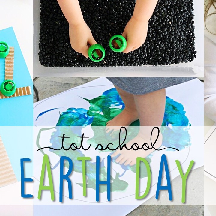 Tons of Earth Day themed activities and ideas. Weekly plan includes books, literacy, math, science, art, sensory bins, and more! Perfect for tot school, preschool, or kindergarten.