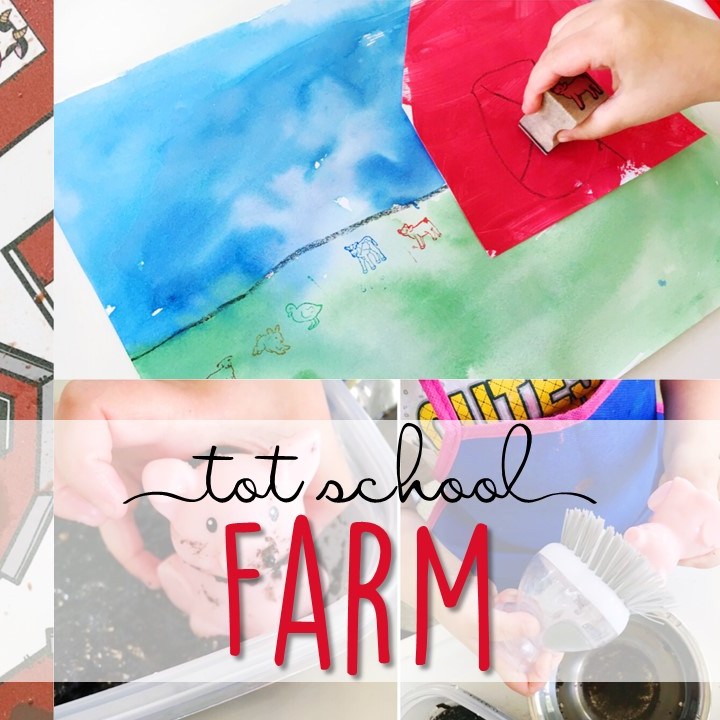 Tons of farm themed activities and ideas. Weekly plan includes books, literacy, math, science, art, sensory bins, and more! Perfect for tot school, preschool, or kindergarten.