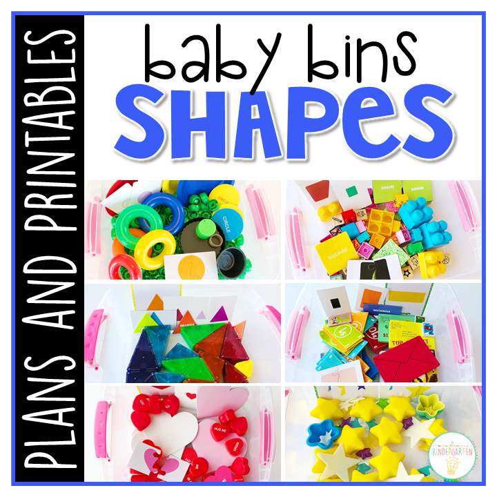 Tons of shape themed activities and ideas. Weekly plans include a book and 5 activities to try out (a mixture of sensory bins, crafts, fine motor and gross motor activities)! These Baby Bin plans are perfect for learning with little ones between 12-24 months old.