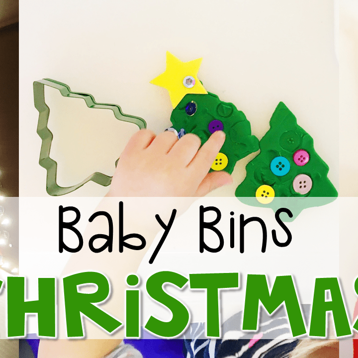 These Christmas themed sensory bins and activities are great for learning and play in the winter and are completely baby safe. Baby Bins are the perfect way to learn, build language, play and explore with little ones between 12-24 months old.