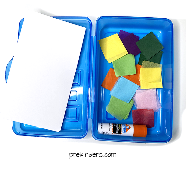 Pencil box art with tissue squares