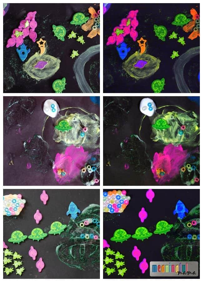 glow in the dark space scene craft kids paint