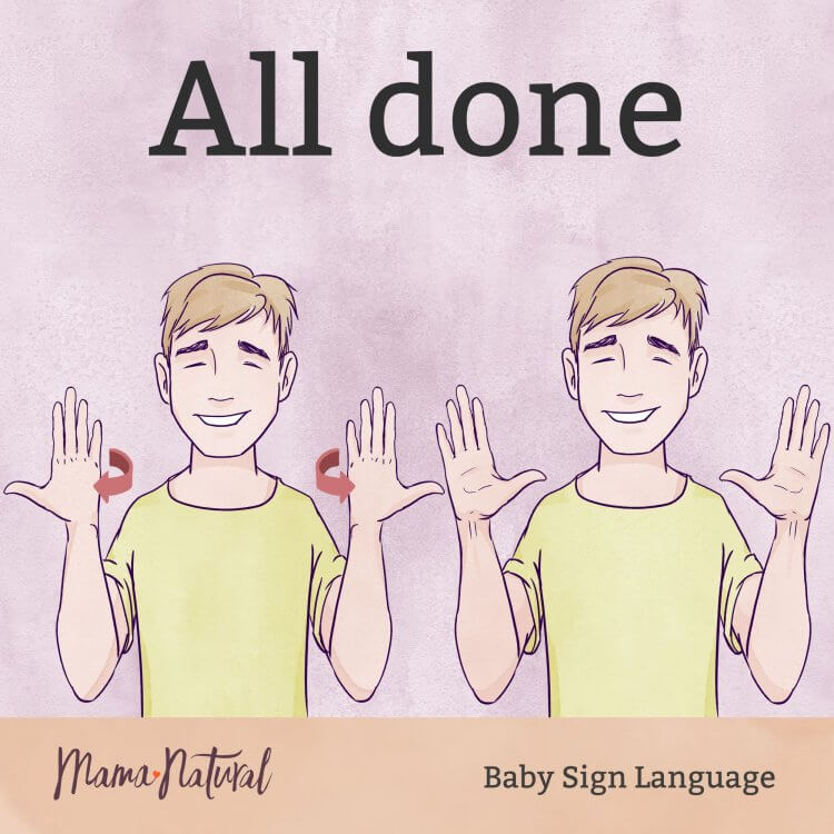 Baby Sign Language all done card - Mama Natural