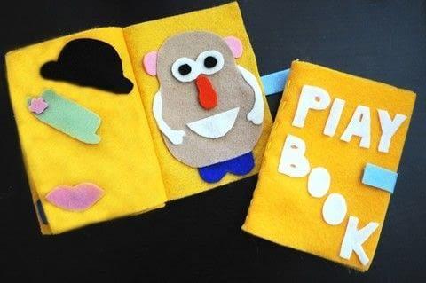  keep a child busy with this fun and quiet book .  Free tutorial with pictures on how to make a play book in 8 steps by decorating with scissors, felt, and thread. How To posted by Misfit Isle.  in the Sewing section Difficulty: Simple. Cost: Cheap.