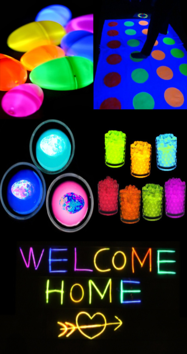 Throw the ultimate glowing party for kids with this collection of ideas! #glowinthedarkpartyideas #glowinthedark #blacklightparty #uvpartyideas #growingajeweledrose #activitiesforkids