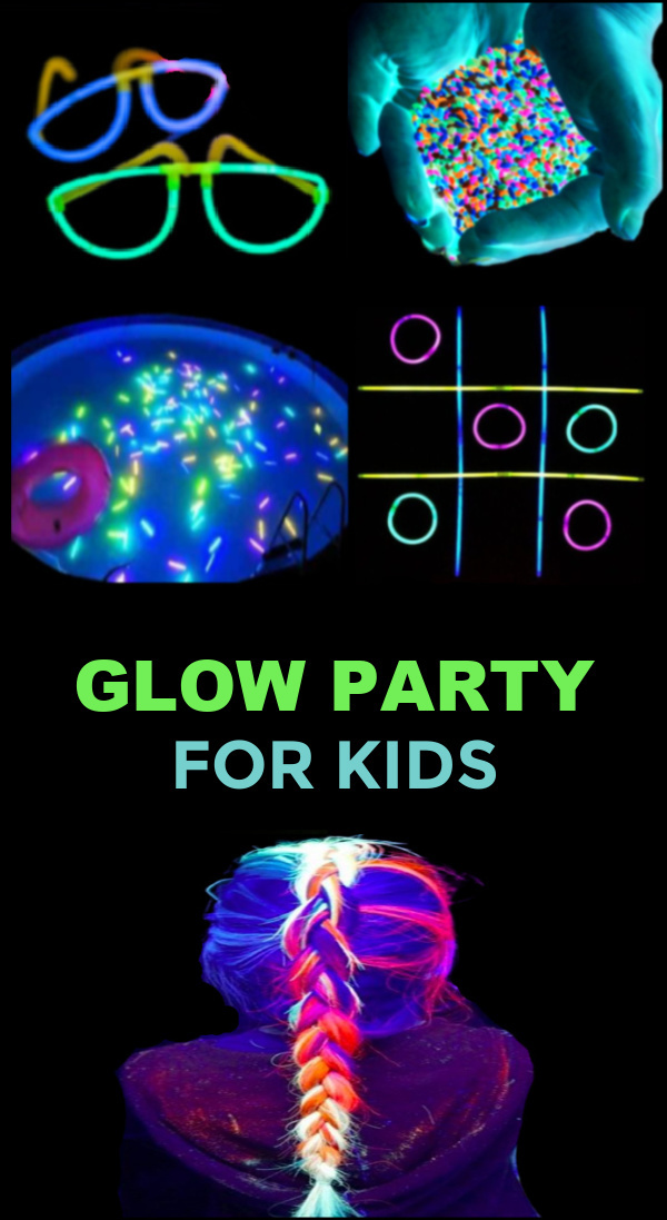 Throw the ultimate glowing party for kids with this collection of ideas! #glowinthedarkpartyideas #glowinthedark #blacklightparty #uvpartyideas #growingajeweledrose #activitiesforkids