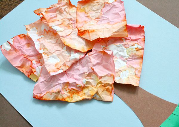 Fall Art for Kids-Crumpled Paper Tree Craft