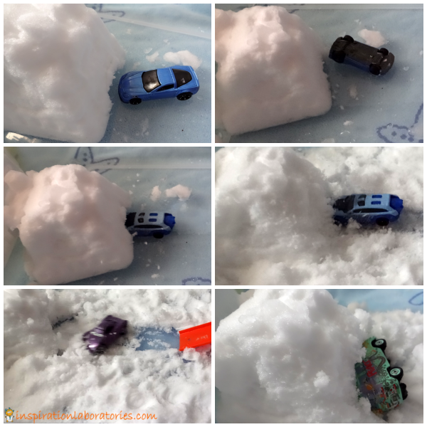 Cars and Ramps in the Snow - a fun science exploration!