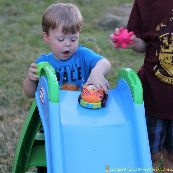 toddler science ramp exploration